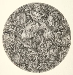 San Juan Bautista rodeado por los evangelistas y cuatro padres de la Iglesia Latina, 1466