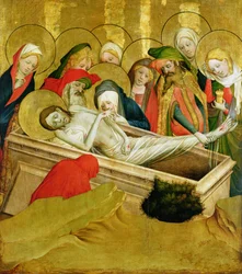 El Entierro, panel del Altar de San Tomás de la Iglesia de San Juan, Hamburgo, comenzado en 1424