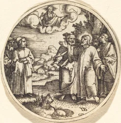 Cristo con tres de sus apóstoles
