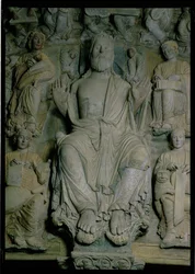 (Detalle) del Pórtico de la Gloria que representa a Cristo en Majestad