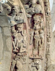 (Detalle) del Pórtico de la Gloria con escenas del Infierno
