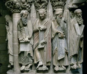 (Detalle) del Pórtico de la Gloria con los profetas del Antiguo Testamento