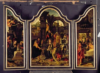 Un tríptico; La adoración de los magos; La Natividad y La Presentación en el Templo; La Anunciación