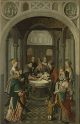 Panel de un retablo con la Circuncisión de Cristo, en el reverso está la Resurrección de Cristo