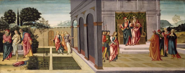 Susana y los ancianos en el jardín, y el juicio de Susana ante los ancianos, c.1500