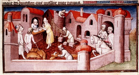 Escena del Libro de las Maravillas de Marco Polo..., principios del siglo XV