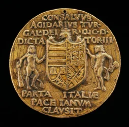 Escudo sostenido por Hércules y Jano [reverso]