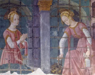 Italia, Región del Piamonte, provincia de Alessandria, fresco en la capilla de la Basílica de Santa María Assunta