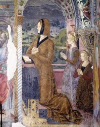 Italia, Región Piamonte, Serralunga di Crea, fresco en la capilla de la Basílica de Santa Maria Assunta