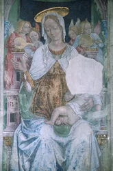 Italia, Piemonte, Serralunga di Crea, Sacro Monte di Crea, Basílica de Santa Maria Assunta, capilla, fresco