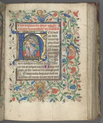 Libro de Horas Uso de Utrecht: fol. 63r, Inicial con la Santísima Trinidad