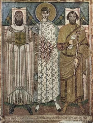 San Demetrio de Tesalónica con los donantes