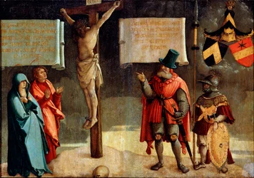 Crucifixión con donantes, siglo XVI