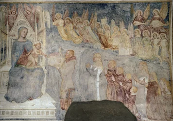 La Virgen y el niño con el donante, detalle ( hacia 1377, Fresco colocado sobre lienzo)