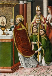 La Misa de San Gregorio Magno - Maestro de Portillo (activo 1520-1530) - c. 1520 - Témpera sobre tabla - 96,2x66,5 - Szepmuveszeti Muzeum, Budapest