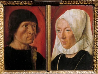 Retrato de un hombre y su esposa. Representación de una pareja (retrato doble). Pintura del Maestro De Saint Gilles (activo entre 1490-1510), escuela francesa.