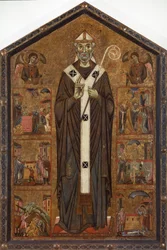 San Veranus entre dos ángeles y seis historias de su leyenda, finales del siglo XIII