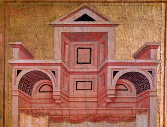 Santa Cecilia y la historia de su vida (detalle de arquitectura) - retablo, c.1290-1320