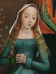 Detalle de la Caridad de San Nicolás, del Retablo de San Nicolás, c.1486-93 (óleo sobre tabla)