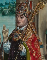 Detalle del Milagro del grano, del Retablo de San Nicolás, c.1486-93 (óleo sobre tabla)