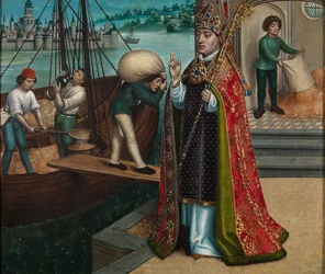 El milagro del grano, del Retablo de San Nicolás, c.1486-93 (óleo sobre tabla)