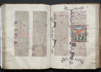 El Misal de Gotha: Fol 79r, El Pentecostés, c. 1375