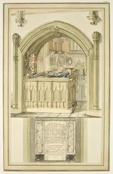 Tumba de Robert Fitzharding, fallecido en 1170, en la Catedral de Bristol, c.1799