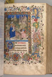 Horas de Carlos el Noble, Rey de Navarra 1361-1425: fol. 88r, Huida a Egipto Vísperas, c. 1