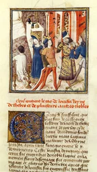 Ms 622 fol.12 Jocasta, reina de Tebas, de "Des Hommes Illustres" (vitela)