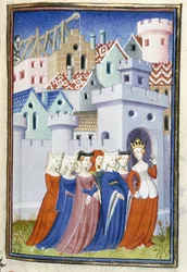 Harley 4431, f.323 La justicia entra en la Ciudad de las Damas, de 