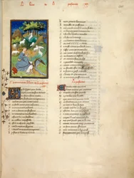Harley 4431, fol.221 Shepherdess mira a su rebaño, de Le Dit de la Pastoure, de 
