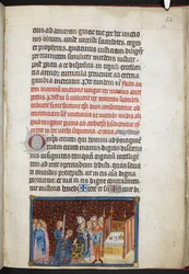 Algodón Tiberio B. VIII f.56r El Arzobispo de Reims bendición de los guantes del Rey, del 