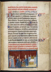 Cotton Tiberius B. VIII f.57r El rey recibe el anillo, de «El libro de la coronación de Carlos V, rey de Francia»