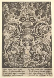 Un Panel de Ornamento con una Mujer Sosteniendo un Jarrón en el Centro, 1532