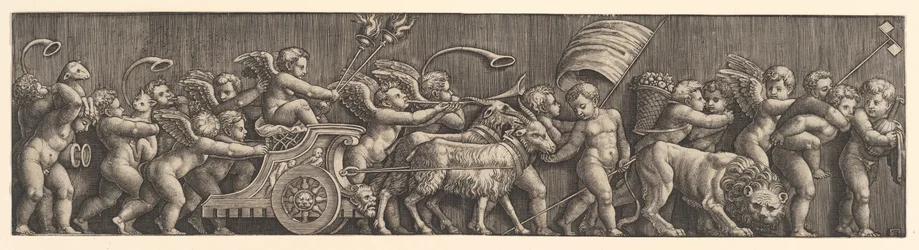 Friso que representa el Triunfo del Amor, Cupido en un carro tirado por cabras