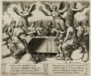 Los dioses celebrando la boda de Psique y Cupido