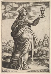 La Magdalena de pie mirando a la derecha, jarra en su mano derecha levantada, 1530-60
