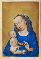 Horas de la Virgen en Adviento. La Virgen y el Niño, jugando con un collar de cuentas.