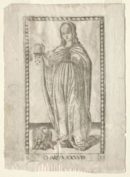 Caridad del Tarocchi, serie B: Principios Cósmicos y Virtudes, #38, antes de 1467