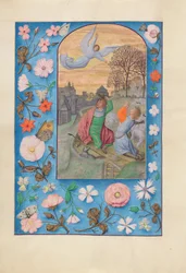 Horas de la Reina Isabel la Católica, Reina de España:  Fol. 131v, Anunciación a los pastores