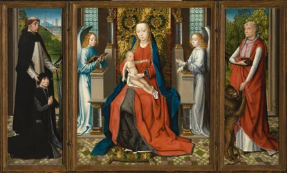 Tríptico de la Virgen y el Niño con ángeles; el Donante y su Patrón San Pedro Mártir; y San Jerónimo