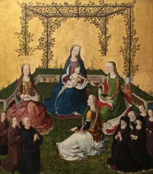 Virgen con el Niño en el rosal (Maria mit dem Kind in der Rosenlaube), hacia 1470