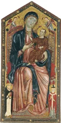 La Virgen y el Niño entronizados con los santos Domingo, Martín y dos ángeles