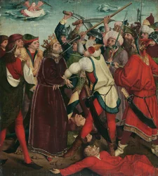 El martirio de San Oswaldo en la batalla de Maserfield, c. 1480-1485