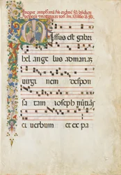 Hoja de manuscrito con San Juan Evangelista y San Juan Bautista, segunda mitad del siglo XV