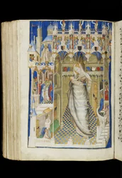 Ms 62 f.141v, La Virgen y el Niño, de un Libro de Horas, francés, c.1445-50