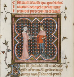 Miniatura de un manuscrito del Roman de la Rose de Guillaume de Lorris y Jean de Meun
