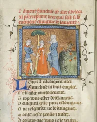 Miniatura de un manuscrito del Roman de la Rose de Guillaume de Lorris y Jean de Meun, ca 1365