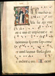Folio de un gradual, finales del siglo XV (tinta, témpera y pan de oro sobre pergamino)
