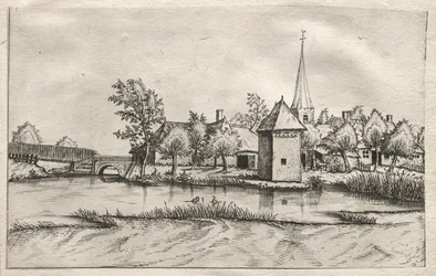 Vistas de Pueblos en Brabante y Campine: Un Pueblo con Foso, c. 1561